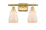 516-2W-SG-G391 2-Light 16" Satin Gold Bath Vanity Light - White Ellery Glass - LED Bulb - Dimmensions: 16 x 6.5 x 9 - Glass Up or Down: Yes