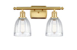 2-Light 16" Antique Brass Bath Vanity Light - Clear Brookfield Glass LED