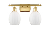 516-2W-SG-G81 2-Light 16" Satin Gold Bath Vanity Light - Matte White Eaton Glass - LED Bulb - Dimmensions: 16 x 7 x 12 - Glass Up or Down: Yes