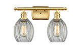 516-2W-SG-G82 2-Light 16" Satin Gold Bath Vanity Light - Clear Eaton Glass - LED Bulb - Dimmensions: 16 x 7 x 12 - Glass Up or Down: Yes