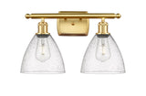 2-Light 18" Satin Gold Bath Vanity Light - Seedy Ballston Dome Glass - LED Bulbs Included