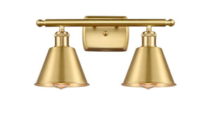 516-2W-SG-M8-LED 2-Light 16" Smithfield Satin Gold Bath Vanity Light  - Satin Gold Smithfield Shade