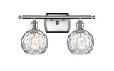 516-2W-SN-G1215-6 2-Light 16" Brushed Satin Nickel Bath Vanity Light - Clear Athens Water Glass 6" Glass - LED Bulb - Dimmensions: 16 x 8 x 11 - Glass Up or Down: Yes