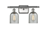 516-2W-SN-G257 2-Light 16" Brushed Satin Nickel Bath Vanity Light - Charcoal Caledonia Glass - LED Bulb - Dimmensions: 16 x 6.5 x 12 - Glass Up or Down: Yes