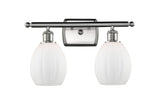 516-2W-SN-G81 2-Light 16" Brushed Satin Nickel Bath Vanity Light - Matte White Eaton Glass - LED Bulb - Dimmensions: 16 x 7 x 12 - Glass Up or Down: Yes