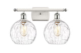 516-2W-WPC-G1215-8 2-Light 18" White and Polished Chrome Bath Vanity Light - Clear Athens Water Glass 8" Glass - LED Bulb - Dimmensions: 18 x 8 x 13 - Glass Up or Down: Yes