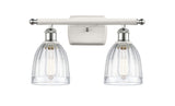 516-2W-WPC-G442 2-Light 16" White and Polished Chrome Bath Vanity Light - Clear Brookfield Glass - LED Bulb - Dimmensions: 16 x 6.5 x 9 - Glass Up or Down: Yes
