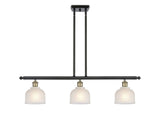 516-3I-BAB-G411 3-Light 36" Black Antique Brass Island Light - White Dayton Glass - LED Bulb - Dimmensions: 36 x 5.5 x 9.5<br>Minimum Height : 19.375<br>Maximum Height : 43.375 - Sloped Ceiling Compatible: Yes