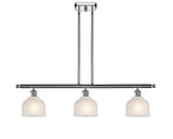 516-3I-PC-G411 3-Light 36" Polished Chrome Island Light - White Dayton Glass - LED Bulb - Dimmensions: 36 x 5.5 x 9.5<br>Minimum Height : 19.375<br>Maximum Height : 43.375 - Sloped Ceiling Compatible: Yes