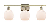 3-Light 26" Antique Brass Bath Vanity Light - Matte White Belfast Glass LED