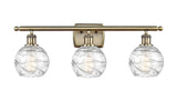 3-Light 26" Deco Swirl Bath Vanity Light - Globe-Orb Clear Deco Swirl Glass - Choice of Finish And Incandesent Or LED Bulbs