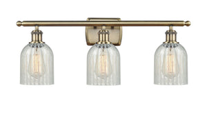3-Light 26" Antique Brass Bath Vanity Light - Mouchette Caledonia Glass LED