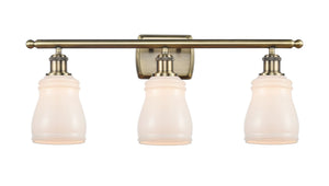 3-Light 26" Antique Brass Bath Vanity Light - White Ellery Glass LED