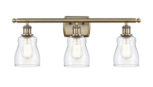 3-Light 26" Antique Brass Bath Vanity Light - Clear Ellery Glass LED