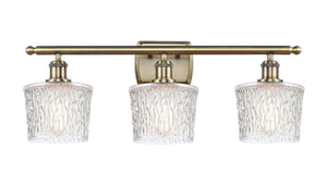 3-Light 26" Antique Brass Bath Vanity Light - Clear Niagra Glass LED