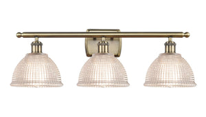 3-Light 26" Antique Brass Bath Vanity Light - Clear Arietta Glass LED