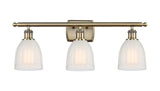 3-Light 26" Antique Brass Bath Vanity Light - White Brookfield Glass LED