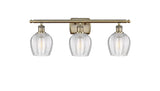 516-3W-AB-G462-6 3-Light 25.75" Antique Brass Bath Vanity Light - Clear Norfolk Glass - LED Bulb - Dimmensions: 25.75 x 7 x 10 - Glass Up or Down: Yes