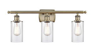 3-Light 26" Antique Brass Bath Vanity Light - Clear Clymer Glass LED