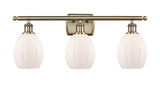 3-Light 26" Antique Brass Bath Vanity Light - Matte White Eaton Glass LED