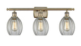 3-Light 26" Antique Brass Bath Vanity Light - Clear Eaton Glass LED