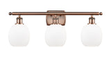 516-3W-AC-G101 3-Light 26" Antique Copper Bath Vanity Light - Matte White Belfast Glass - LED Bulb - Dimmensions: 26 x 7.5 x 11 - Glass Up or Down: Yes
