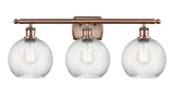 516-3W-AC-G1214-8 3-Light 26" Antique Copper Bath Vanity Light - Clear Athens Twisted Swirl 8" Glass - LED Bulb - Dimmensions: 26 x 9 x 13 - Glass Up or Down: Yes