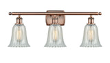 516-3W-AC-G2811 3-Light 26" Antique Copper Bath Vanity Light - Mouchette Hanover Glass - LED Bulb - Dimmensions: 26 x 7.5 x 13 - Glass Up or Down: Yes