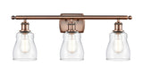 516-3W-AC-G392 3-Light 26" Antique Copper Bath Vanity Light - Clear Ellery Glass - LED Bulb - Dimmensions: 26 x 6.5 x 9 - Glass Up or Down: Yes