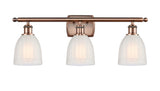 516-3W-AC-G441 3-Light 26" Antique Copper Bath Vanity Light - White Brookfield Glass - LED Bulb - Dimmensions: 26 x 6.5 x 9 - Glass Up or Down: Yes
