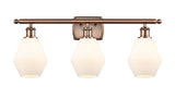 516-3W-AC-G651-6 3-Light 26" Antique Copper Bath Vanity Light - Cased Matte White Cindyrella 6" Glass - LED Bulb - Dimmensions: 26 x 7.125 x 10.75 - Glass Up or Down: Yes