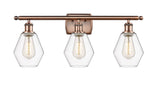 516-3W-AC-G652-6 3-Light 26" Antique Copper Bath Vanity Light - Clear Cindyrella 6" Glass - LED Bulb - Dimmensions: 26 x 7.125 x 10.75 - Glass Up or Down: Yes