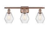 516-3W-AC-G654-6 3-Light 26" Antique Copper Bath Vanity Light - Seedy Cindyrella 6" Glass - LED Bulb - Dimmensions: 26 x 7.125 x 10.75 - Glass Up or Down: Yes