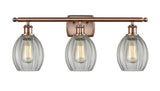 516-3W-AC-G82 3-Light 26" Antique Copper Bath Vanity Light - Clear Eaton Glass - LED Bulb - Dimmensions: 26 x 7 x 12 - Glass Up or Down: Yes