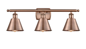 3-Light 26" Antique Copper Bath Vanity Light - Antique Copper Smithfield Metal Shade - LED Bulbs