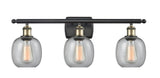 516-3W-BAB-G104 3-Light 26" Black Antique Brass Bath Vanity Light - Seedy Belfast Glass - LED Bulb - Dimmensions: 26 x 7.5 x 11 - Glass Up or Down: Yes