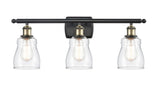 516-3W-BAB-G392 3-Light 26" Black Antique Brass Bath Vanity Light - Clear Ellery Glass - LED Bulb - Dimmensions: 26 x 6.5 x 9 - Glass Up or Down: Yes