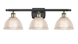 516-3W-BAB-G422 3-Light 26" Black Antique Brass Bath Vanity Light - Clear Arietta Glass - LED Bulb - Dimmensions: 26 x 9.5 x 10 - Glass Up or Down: Yes