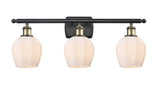516-3W-BAB-G461-6 3-Light 25.75" Black Antique Brass Bath Vanity Light - Cased Matte White Norfolk Glass - LED Bulb - Dimmensions: 25.75 x 7 x 10 - Glass Up or Down: Yes