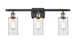 516-3W-BAB-G802 3-Light 26" Black Antique Brass Bath Vanity Light - Clear Clymer Glass - LED Bulb - Dimmensions: 26 x 6 x 12 - Glass Up or Down: Yes