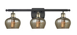 516-3W-BAB-G96 3-Light 26" Black Antique Brass Bath Vanity Light - Mercury Fenton Glass - LED Bulb - Dimmensions: 26 x 8 x 10.5 - Glass Up or Down: Yes