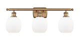 516-3W-BB-G101 3-Light 26" Brushed Brass Bath Vanity Light - Matte White Belfast Glass - LED Bulb - Dimmensions: 26 x 7.5 x 11 - Glass Up or Down: Yes