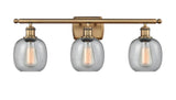 516-3W-BB-G104 3-Light 26" Brushed Brass Bath Vanity Light - Seedy Belfast Glass - LED Bulb - Dimmensions: 26 x 7.5 x 11 - Glass Up or Down: Yes