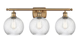 516-3W-BB-G1214-8 3-Light 26" Brushed Brass Bath Vanity Light - Clear Athens Twisted Swirl 8" Glass - LED Bulb - Dimmensions: 26 x 9 x 13 - Glass Up or Down: Yes
