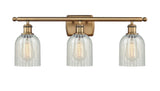 516-3W-BB-G2511 3-Light 26" Brushed Brass Bath Vanity Light - Mouchette Caledonia Glass - LED Bulb - Dimmensions: 26 x 6.5 x 12 - Glass Up or Down: Yes