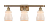 516-3W-BB-G391 3-Light 26" Brushed Brass Bath Vanity Light - White Ellery Glass - LED Bulb - Dimmensions: 26 x 6.5 x 9 - Glass Up or Down: Yes