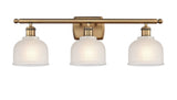 516-3W-BB-G411 3-Light 26" Brushed Brass Bath Vanity Light - White Dayton Glass - LED Bulb - Dimmensions: 26 x 7 x 10.5 - Glass Up or Down: Yes