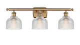 516-3W-BB-G412 3-Light 26" Brushed Brass Bath Vanity Light - Clear Dayton Glass - LED Bulb - Dimmensions: 26 x 7 x 10.5 - Glass Up or Down: Yes
