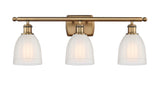 516-3W-BB-G441 3-Light 26" Brushed Brass Bath Vanity Light - White Brookfield Glass - LED Bulb - Dimmensions: 26 x 6.5 x 9 - Glass Up or Down: Yes