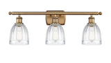 516-3W-BB-G442 3-Light 26" Brushed Brass Bath Vanity Light - Clear Brookfield Glass - LED Bulb - Dimmensions: 26 x 6.5 x 9 - Glass Up or Down: Yes